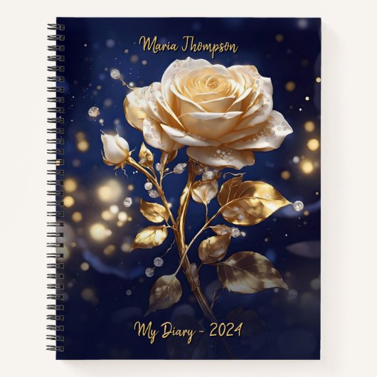 Elegant Bloemengids met Persoonlijke Naam Notitieb Notitieboek (Voorkant)