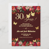 Elegant Bloemengoud 30e trouwjubileum Save The Date (Voorkant)