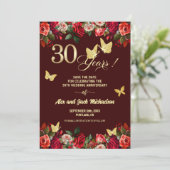 Elegant Bloemengoud 30e trouwjubileum Save The Date (Staand voorkant)