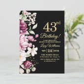 Elegant Bloemengoud 43 Verjaardagsfeest Kaart (Staand voorkant)