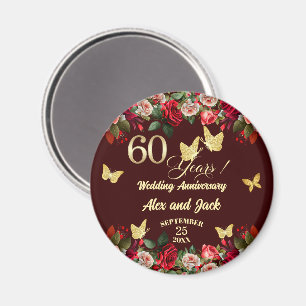 Elegant Bloemengoud 60ste Huwelijksjubileum Magneet