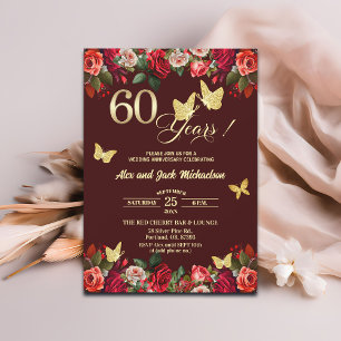 Elegant Bloemengoud 60ste Huwelijksverjaardag   Kaart