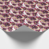 Elegant bloemengoud Bourgogne Paarse Wit Cadeaupapier (Hoek)