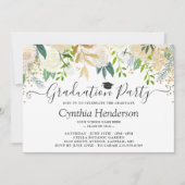 Elegant Bloemengroen Afstudeerfeest Kaart (Voorkant)