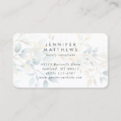 Elegant bloemengroen Blauwgroen Gold Botanical Visitekaartje (Achterkant)