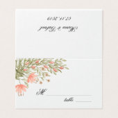 Elegant Bloemengroen Bruiloft Tafel Plaats Kaart (Buitenkant ongevouwen)