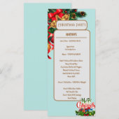 Elegant bloemengroen kerstmenu Kaart (Voorkant / Achterkant)