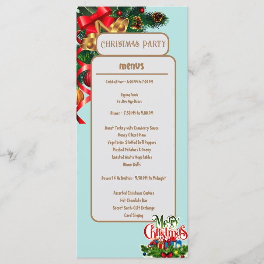 Elegant bloemengroen kerstmenu Kaart (Voorkant)