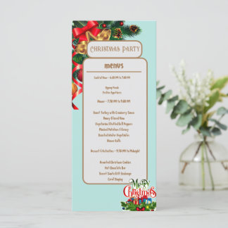 Elegant bloemengroen kerstmenu Kaart