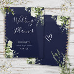 Elegant bloemengroen marineblauw bruiloft planner<br><div class="desc">Elegante groen bloemenmarineblauwe bruiloft planner gepersonaliseerd met uw namen en speciale trouwdatum. Ontworpen door Thisnotme©</div>