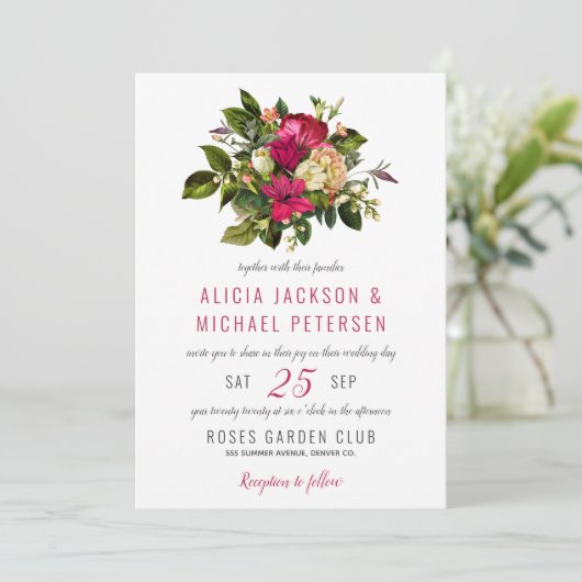 Elegant bloemengroen rustiek waterverf bruiloft kaart (Staand voorkant)