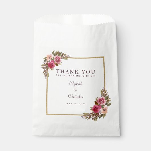 Elegant bloemengroen Waterverf chique bruiloft Fa Bedankzakje (Voorkant)