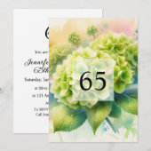 Elegant bloemengroen waterverf verjaardagsfeestje kaart (Voorkant / Achterkant)
