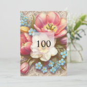 Elegant bloemengroen waterverf verjaardagsfeestje kaart (Staand voorkant)