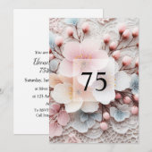 Elegant bloemengroen waterverf verjaardagsfeestje kaart (Voorkant / Achterkant)