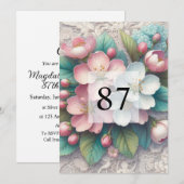 Elegant bloemengroen waterverf verjaardagsfeestje kaart (Voorkant / Achterkant)