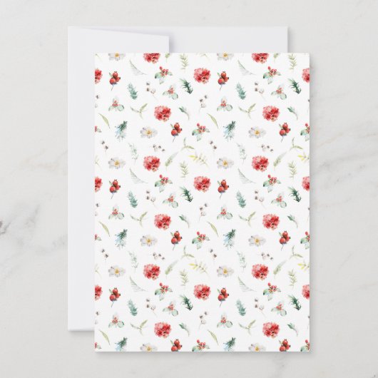 Elegant bloemengroen Winter bruiloft Bedankkaart (Achterkant)