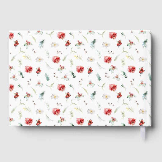 Elegant bloemengroen Winter bruiloft Gastenboek (Achterkant)