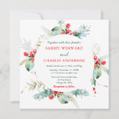 Elegant bloemengroen Winter bruiloft Kaart (Voorkant)