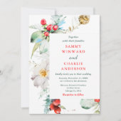 Elegant bloemengroen Winter bruiloft Kaart (Voorkant)