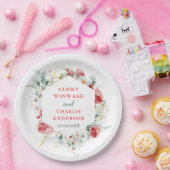 Elegant bloemengroen Winter bruiloft Papieren Bordje (Feest)