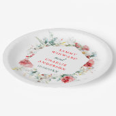 Elegant bloemengroen Winter bruiloft Papieren Bordje (Gekanteld)