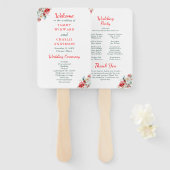 Elegant bloemengroen Winter bruiloft programma Handwaaier (Voorkant en achterkant)