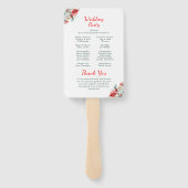 Elegant bloemengroen Winter bruiloft programma Handwaaier (Achterkant)