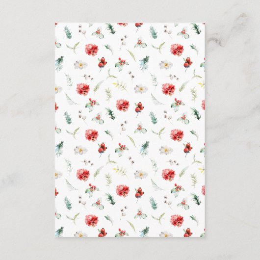 Elegant bloemengroen Winter bruiloft receptie Informatiekaartje (Achterkant)