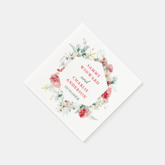 Elegant bloemengroen Winter bruiloft Servet (Hoek)