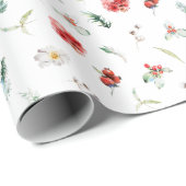 Elegant bloemengroen winterpatroon cadeaupapier (Rol Hoek)