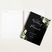 Elegant bloemengroen zwart-wit bruiloft planner (Display)