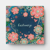 Elegant bloemenhart grillig EEN WOORD Fotoplaat (Voorkant)