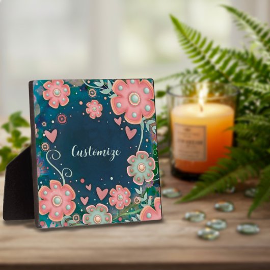 Elegant bloemenhart grillig EEN WOORD Fotoplaat