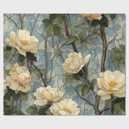 Elegant  bloemeninpakpapier | botanisch cadeaupapier (Vlak)