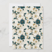 Elegant bloemenivoor donker Blauwgroen gouden brui Kaart (Achterkant)