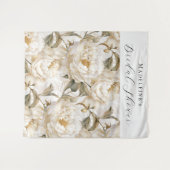 Elegant bloemenkalligrafie pioenrozen Vrijgezellen Wandkleed (Voorkant (horizontaal))