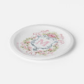 Elegant Bloemenkamermonogram | Bruidsuitnodiging Papieren Bordje (Gekanteld)