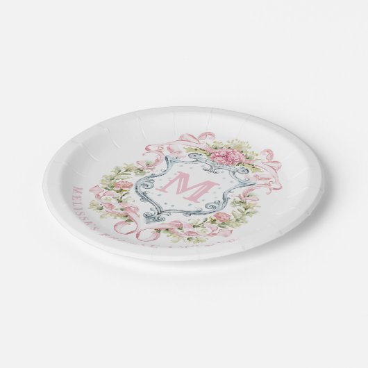 Elegant Bloemenkamermonogram | Bruidsuitnodiging Papieren Bordje (Gekanteld)