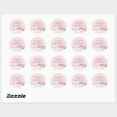 Elegant Bloemenkant Bord Roze Bruiloft Stickers (Vel)