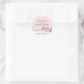 Elegant Bloemenkant Bord Roze Bruiloft Stickers (Tas)