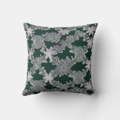 Elegant Bloemenkant Patroon in Groen en Wit Kussen (Achterkant)