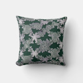 Elegant Bloemenkant Patroon in Groen en Wit Kussen (Voorkant)