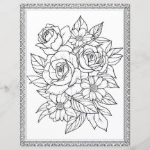 Elegant Bloemenkleurplaat Schrijfboekpapier