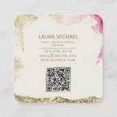 Elegant bloemenkoek ontwerp met gouden accenten vierkante visitekaartje (Achterkant)