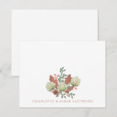 Elegant bloemenkoppel bruiloft notitiekaartje (Voorkant / Achterkant)