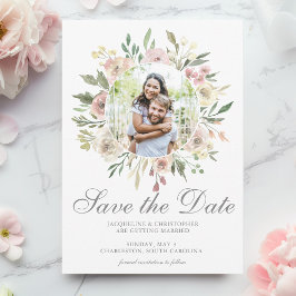 Elegant Bloemenkoppel Foto Blush Pink Save The Date