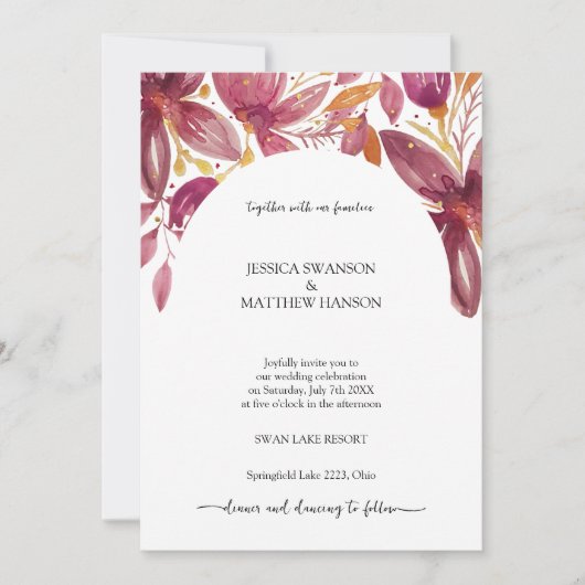 Elegant Bloemenkoraal Paarse Goud Kaart (Voorkant)