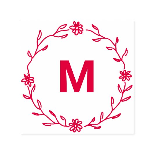 ♥ Elegant bloemenkrans monogram ♥ Zelfinktende Stempel (Design)