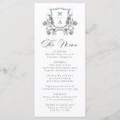 Elegant Bloemenkroon Monogram Trouw- Menu (Voorkant)